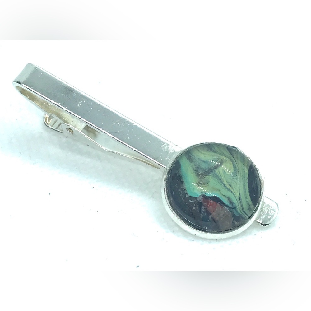 Tie clip pin silver plated 16mm handcrafted dome
